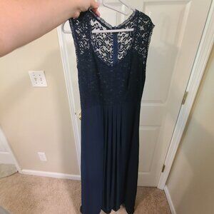 Navy lace long Formal gown